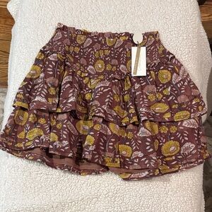 Cleobella Floral Mini Skirt in Brown and Yellow